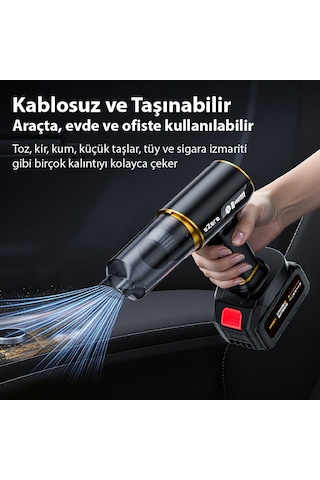 Ezere St-6609c 20000pa Güçlü Dijital Göstergeli Vakumlu Kablosuz Üflemeli Araç Süpürgesi
