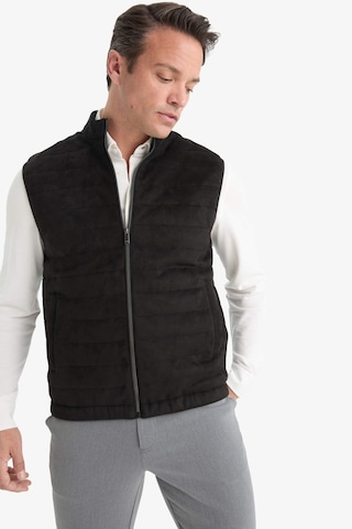 Defacto Slim Fit Dar Kesim Dik Yaka Astarlı Fermuarlı Cepli Mevsimlik Baharlık Süet Yelek F0246ax25aubk27 Siyah