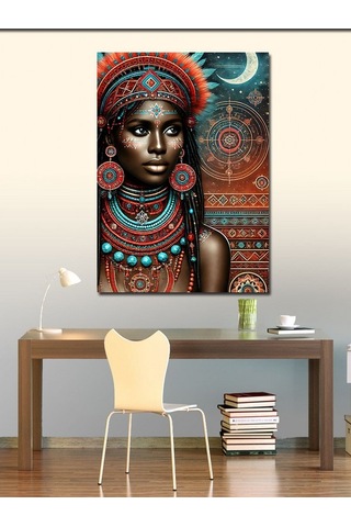 Kanvas Tablo Afrikalı Kadın Çizimi 100cmx140cm