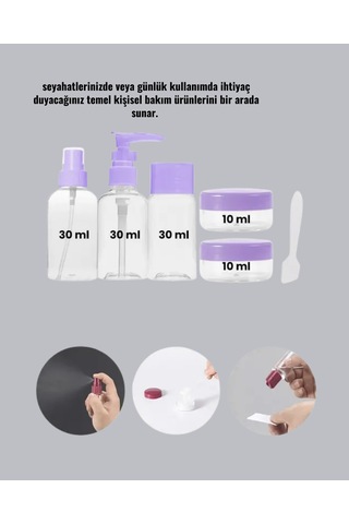 Taşınabilir 5 Li Seyahat Banyo Seti Şampuanlık Sprey Krem Kutusu