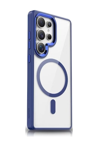 Samsung Uyumlu Galaxy S25 Ultra Kılıf Magsafe Şeffaf Arka Yüz Kamera Yükseltili Silikon Ogaa Siyah