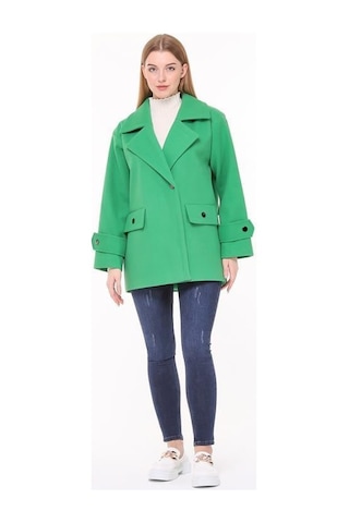 Dip Moda Kadın Kısa Yün Kaşe Kaban Dppltn04 - Benetton Yeşili Yeşil