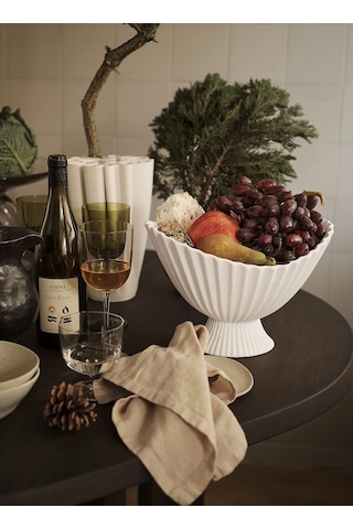 Ferm Living Fountain Kase, Mat Bitişli Steinzeug Tasarım Dekoratif Tabak & Kaseler Beyaz