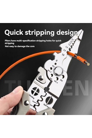 Singree Profesyonel Çok Fonksiyonlu Kablo Soyma Pensesi - Kesme, Bükme, Vidalama İşlevli 112 Karakter