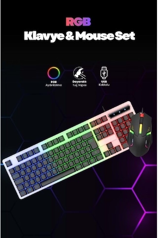 Concord C-67 Kablolu Gaming Rgb Işıklı Standart Türkçe Q Klavye & Mouse Set Optik