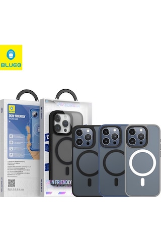 Apple Uyumlu iPhone Blueo 15 Siyah Frosted Skin Friendly Telefon Kılıf.