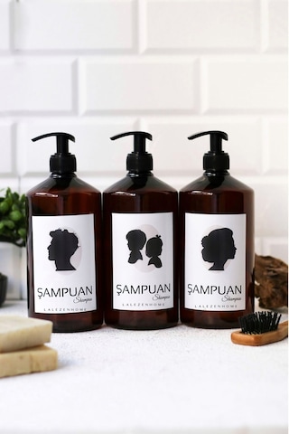 Lalezen Home Amber Plastik 1 Litre Aile Şampuan Set