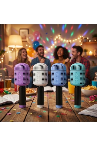 Periboia Kablosuz Hoparlörlü Karaoke Mikrofonu