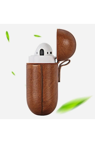 Northcity Ally Leather Case Apple Uyumlu Airpods 1-2 Pu Deri Koruma Kılıfı- 5775 Kahverengi
