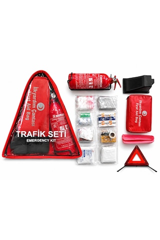 Trafik Ve İlk Yardım Seti - Muayene Uyumlu 1 Kg Araç Yangın Tüpü