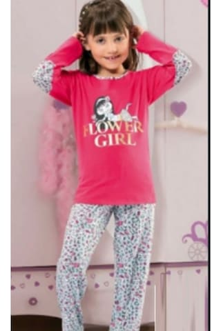 Hmd Yuppi Kız Çocuk Bisiklet Yaka Pijama Takımı (5115)-1-2 Yaş-86-Pembe