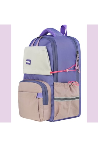 Ortopedik Ultra Lüx Büyük Boy 45 30 20 Cm Su Geçirmez Laptop Bölmeli Sırt Çantası Mor