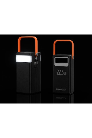 60.000mah Powerbank Lightning-type-c Şarj Kablolu Hızlı Şarj Kısa Devre Aşırı Isınma Koruma 4 Cihaza Kadar Destek Fenerli 3 Modlu Taşınabilir Dijital Ekranlı 4 Çıkış 3 Giriş Siyah
