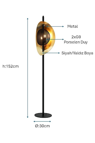 Siyah/sarı Yaldız Boyalı Lambader Plc-1202-l-bsy