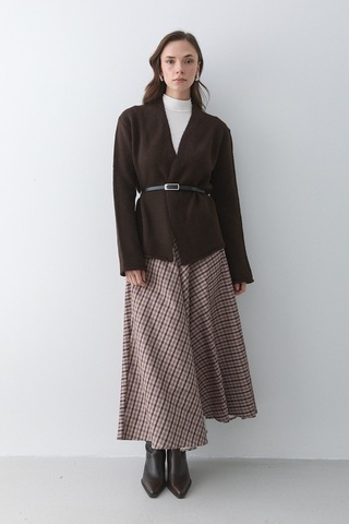 Koyu Kahve Kemerli Hırka - 241084 Koyu Kahverengi