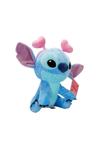 Kalp Taçlı Stitch Peluş 25 Cm - Sevimli Lilo Ve Stitch Oyuncak Mavi