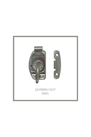 Çevirmeli Kilit, Galvanizli, Sürgülü Kapı Kilidi, Nikel