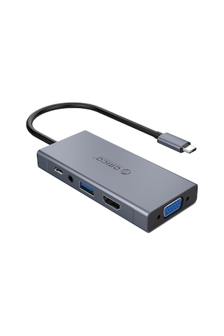 Orico MC-U501P-GY Type-C to USB 3.0 HDMI VGA AUX PD Çoklayıcı Dönüştürücü Hub