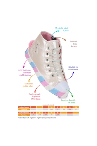 Kiko Kids Unicorn Fermuarlı Kız Çocuk Spor Ayakkabı Gümüş
