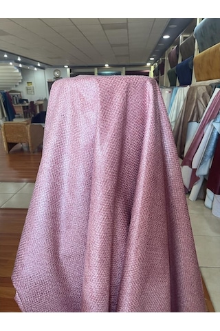 Eys Yerli Üretim A Kalite Keten Desenli Döşemelik Kumaş Pembe