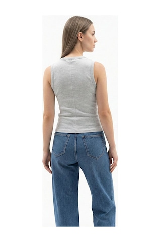Slim Fit Kadın Bluz K.kol Gri Melanj