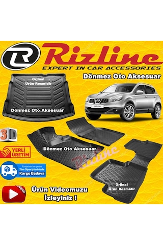 Nissan Qashqai 3D Paspas+Bagaj Havuz Siyah 2007-2013 Aras Rizline N11.7775
