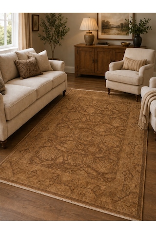Shiraz Shr 01 Beige Vintage Eskitme Tarzı Yumuşak Dokulu Salon Halısı Oturma Odası Halısı Bej