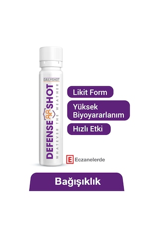Hangover Shot Defense Shot Soğuk Algınlığına Karşı Bitkisel Gıda Takviyesi, Defense Shot 7'li