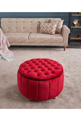 Favora Jasmin Puf - Kırmızı Kırmızı