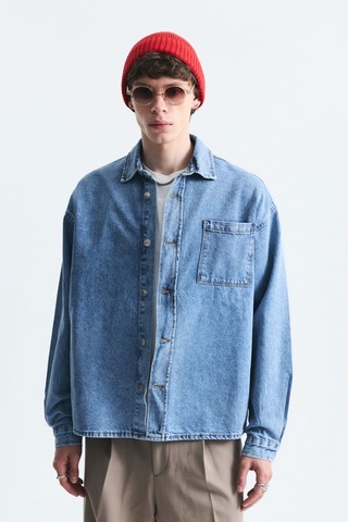 Vamos Oversize Denim Gömlek K.mavı