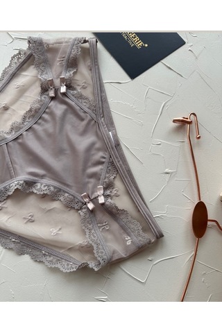 Arya Japon Style Arkası Tül Cut-out Dantel Detaylı Cheeky Külot/s Bej
