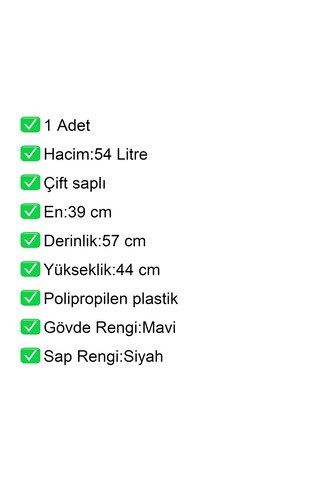 4 Tekerlek Plastik Alışveriş El Sepeti 54 Litre Mavi 1 Adet / En:42 Boy:54 Yükseklik:44 Cm