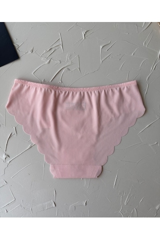 Mikro Lazer Kaşkorse Fitilli Kumaş Normal Bel Dikişsiz Slip/külot Pembe
