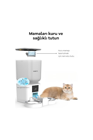 Kameralı ve Ses Kontrollü 7 Litre Akıllı Mama Kabı