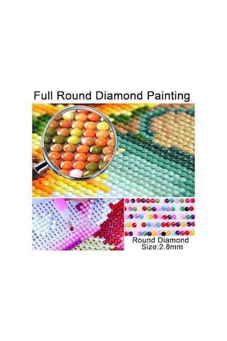 Çok Renkli Elmas Boyama Tam Yuvarlak Elmas Nakış Resim Taklidi Çapraz Dikiş Elmas Mozaik İşi 30x40cm