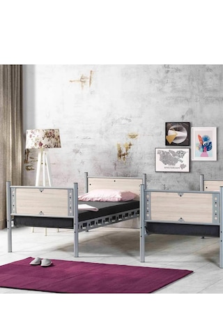 Missidea Elegan Modern Metal Ranza & Karyola Seti Cappuccino 90x190 Cm 90 x 190