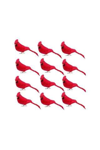 Monyee 14cm Köpük Ve Tüy Simülasyon Kuşu, Ev Bahçe Dekorasyonu, Fotoğraf Props, 12 Adet Paket Kırmızı