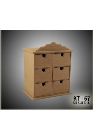 Ahşap Ham Mdf 6 Çekmeceli Takı-makyaj-aksesuar Organizer Kutu