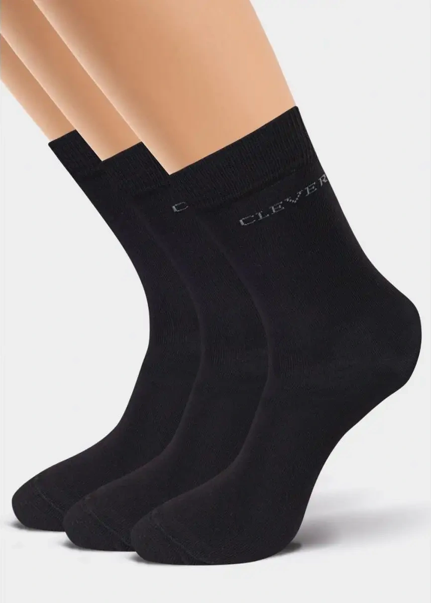 Clever Wear Yüksek Uzun Siyah Çoraplar 3 Çift Pamuk 120462935 Siyah