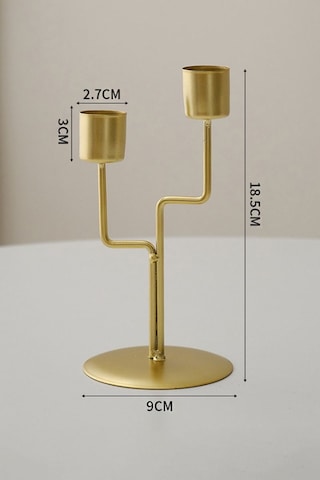 2 Li Metal Asimetrik Gold Şamdan Dekoratif Mumluk Cin993sr Gold