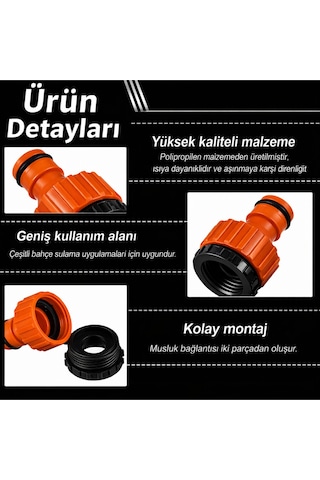 1/2" Hortum Musluk Bağlantı Adaptörü 2 Adet + 1/2-3/4" Musluk Adaptörü Bahçe Sulama Aparatı 1