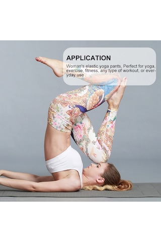 Paıyıge Kadın Baskılı Tavuskuşu Hk47 Yoga Pantolon Kırmızı - Beyaz