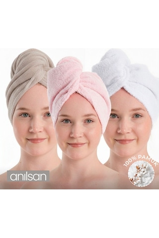 %100 Pamuk Bej-pudra-beyaz Havlu Bone Saç Kurutma Bonesi Kafa Havlusu Duş Banyo Bonesi Islak Saç Kurulama Bone Çok Renkli