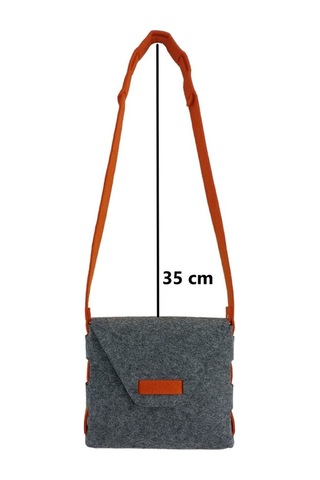 Kız Çocuk Omuz Çantası Keçe Sağlıklı Dikişsiz Etkinlik Günlük Çanta Gri-turuncu Gri