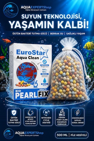 Akvaryum Filtre Malzemesi Güçlü Bakteri Tutunumu File Hediyeli - Sağlıklı Su Döngüsü - Bio Pearl Fix 500 Ml
