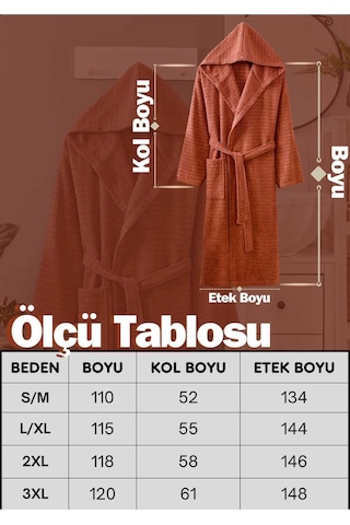 Doğa Kiremit Kapüşonlu Bornoz