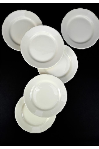 Digithome Papatya 6 Lı Porselen Pasta Ve Sunum Tabağı Seti 19 Cm Krem - Tl4051627 C320.003