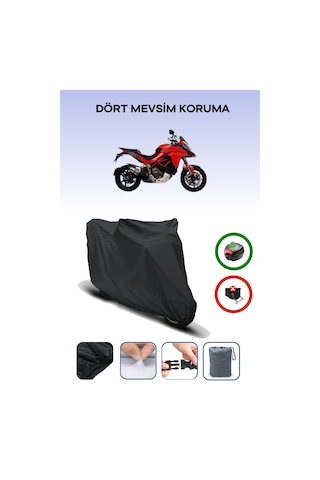 Siyah Arka Çanta Uyumlu Ducati Multistrada 1200 Uyumlu Motosiklet Brandası Motor Örtüsü