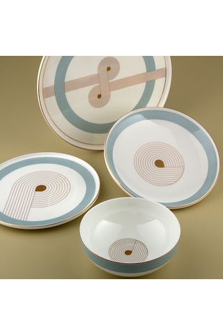 Jumbo Bond 24 Parça 6 Kişilik Yemek Takımı Mavi - Beyaz