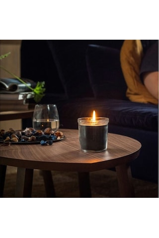 Ikea Fruktskog Cam Kaplı Kokulu Mum 8 X 8,5 Cm Sardunya Turkuaz - Siyah Siyah - Turkuaz